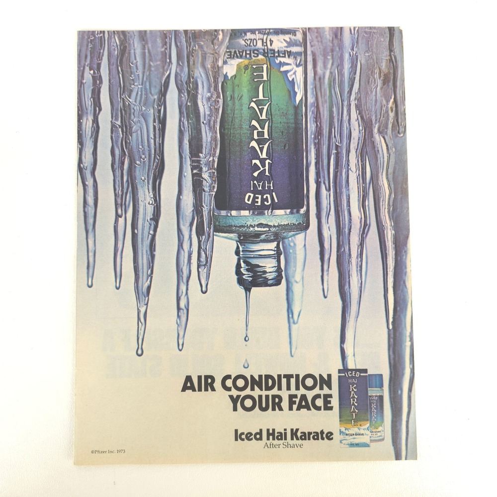 Vintage Iced Hai Karate After Shave Print Ad 1973 Advertising Grooming Man Cave